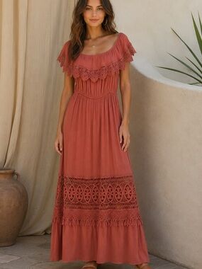 🌿 For Justify Boho Crochet Fringe Dress | Size M